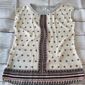 Elegant Cream and Brown Patterned Women's Top